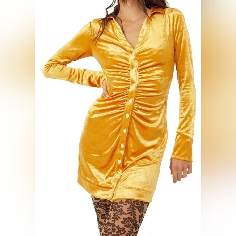 Free People Shayla Yellow Mini Dress